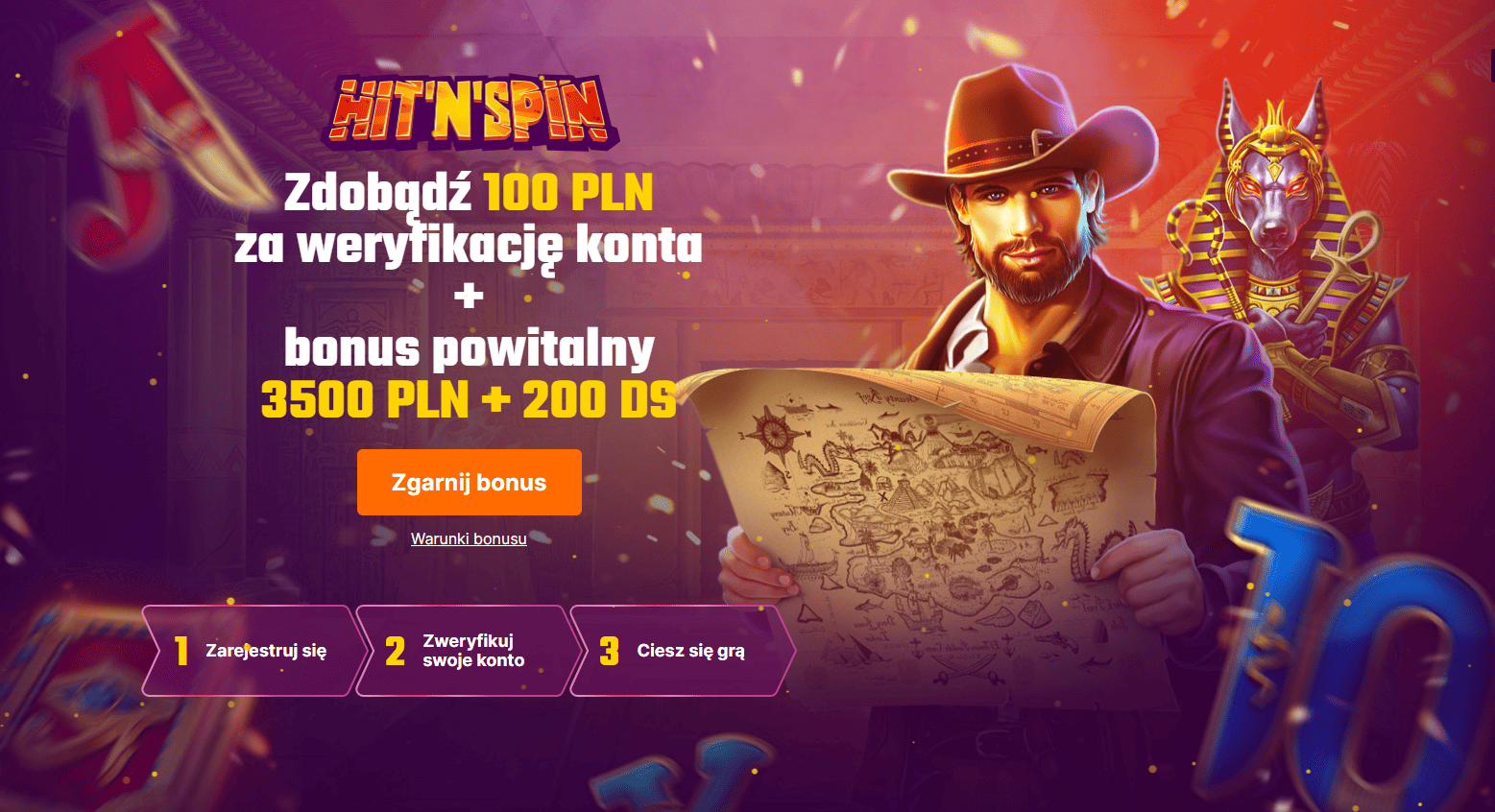 Darmowe 100 zł gotówki od kasyna Hit'N'Spin